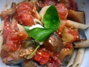 Penne with Tomatoes, Eggplant and Mozzarella